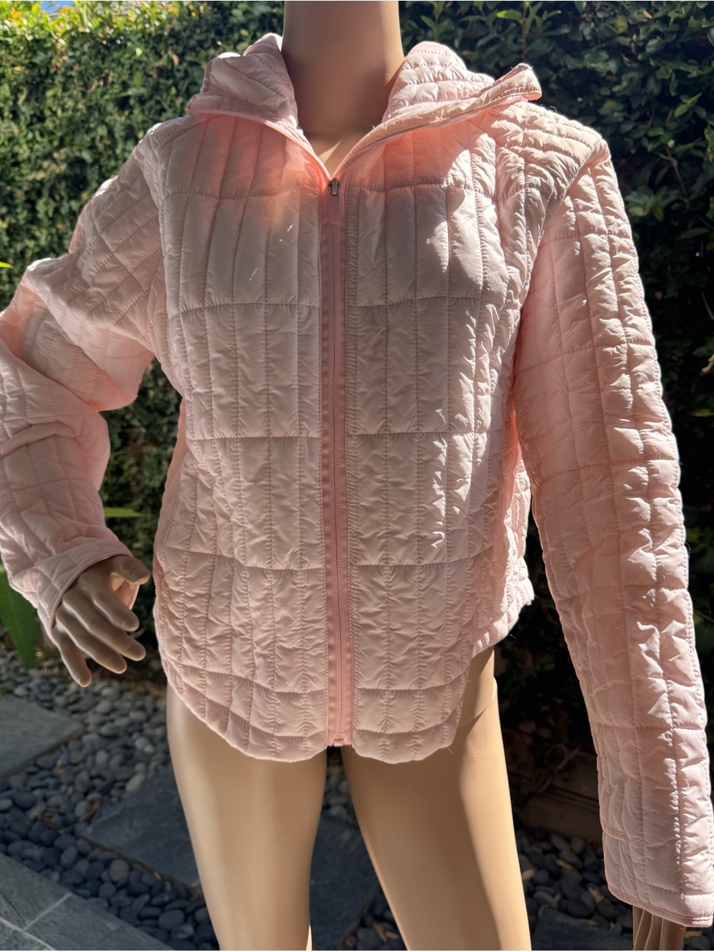 Light Pink Quilted Hooded Jacket for Women